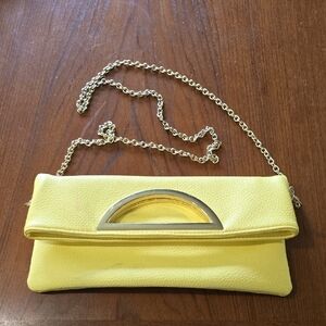 Mod "Charming Charlie" Yellow Clutch with Removable Gold Chain,  Faux Leather
